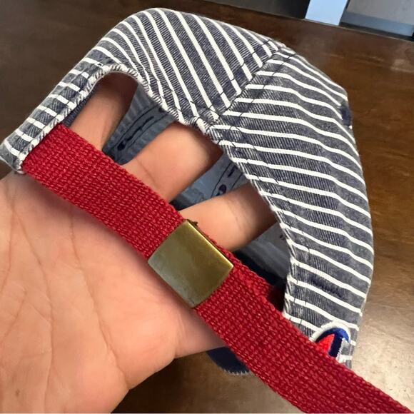 Champion Embroidered Striped Women's Baseball Hat Cap Blue White OS - Picture 4 of 7